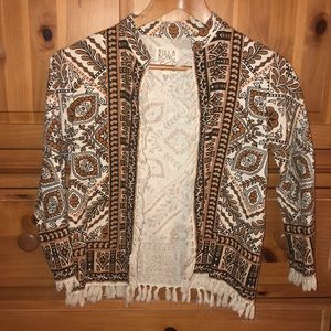 Billabong printed fringe cardigan / jacket